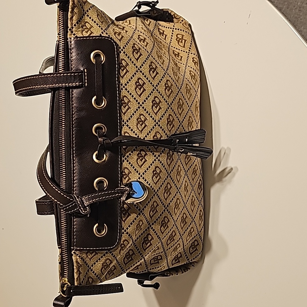 Dooney & Bourke leather and cloth, hand bag, monogram